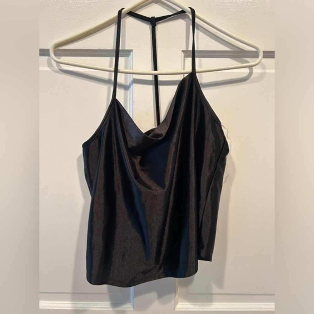 WILD FABLE WOMENS BLACK SILKY TOP WITH RACERBACK STRAPS SIZE SMALL